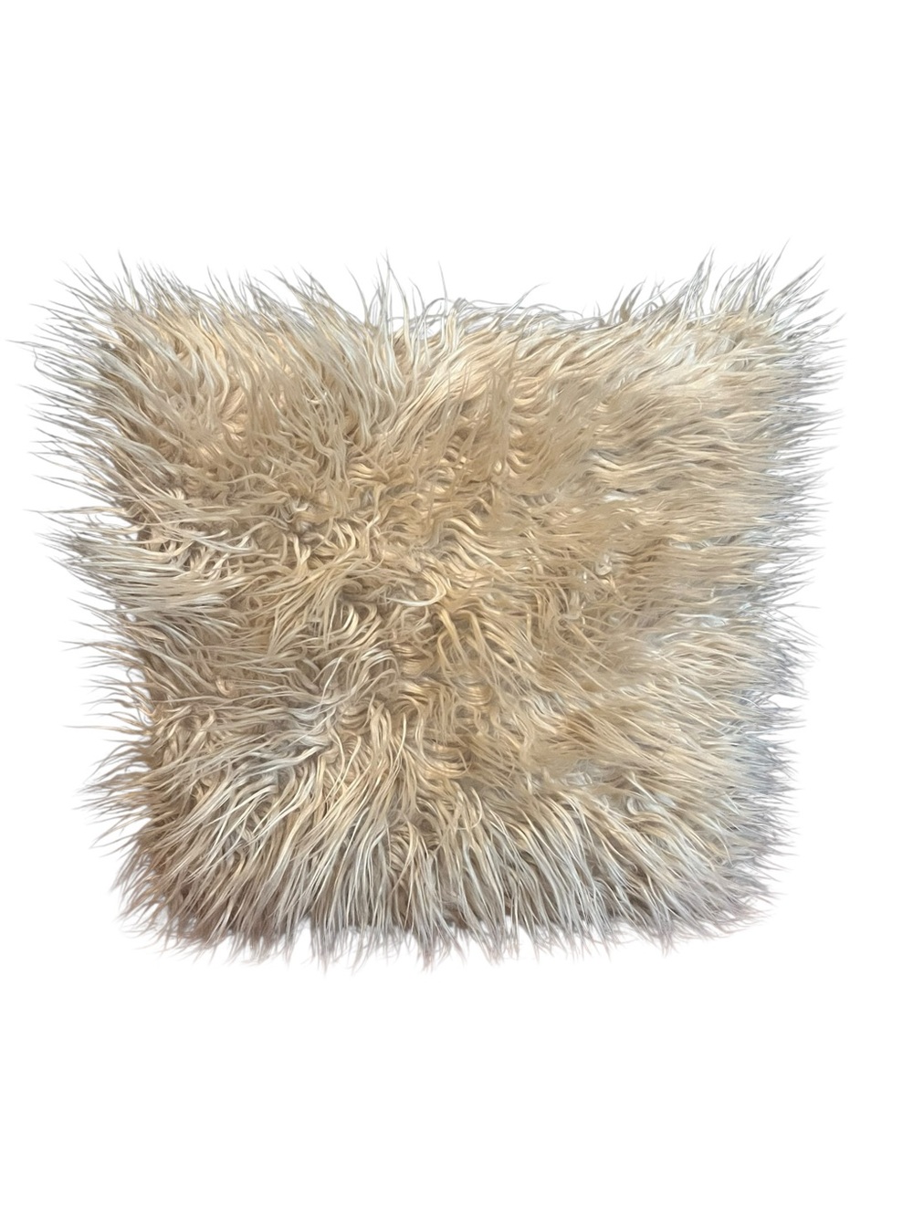 Boho Neutral long Faux Fur Throw Pillow